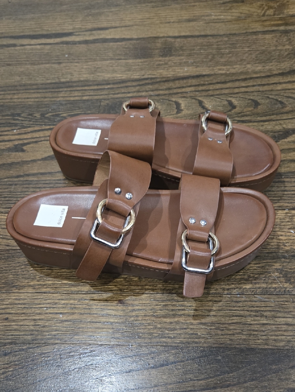 Dolce Vita Cici Platform Slides Buckle 2 Strap  Sandals